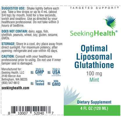 Optimal Liposomal Glutathione Original Mint Seeking Health