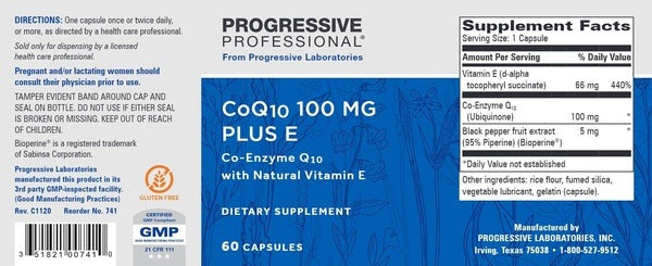 CoQ10 100mg Plus E Progressive Labs
