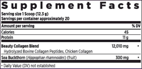 Ingredients of Collagen Glow dietary supplement - beauty collagen blend, sea buckthorn