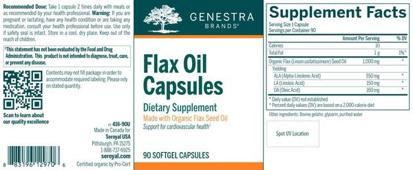 Organic Flax Oil Capsules Genestra