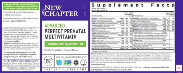 Benefits of Perfect Prenatal MultiVitamin - 192 Veg Caps | New Chapter | Healthy baby & mom