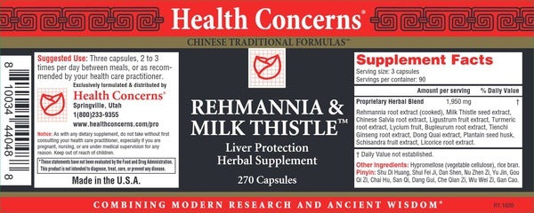 Rehmannia & Milk Thistle Health Concerns