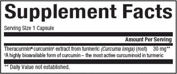 Ingredients of Theracurmin dietary supplement - Theracurmin, microcrystalline cellulose, silica